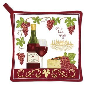 Alice's Cottage Red Wine and Red Grapes Kitchen Potholder